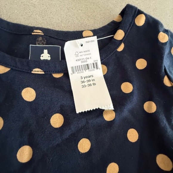 NWT 2 Toddler 3T 3 Years Girl Gap Peplum Long Sleeve Tops Red Buffalo Navy Polka - Picture 6 of 9